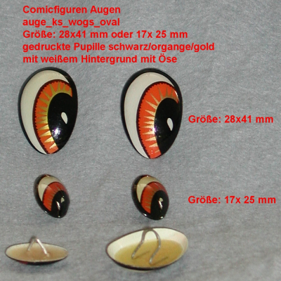 Comicfiguren Kunststoff Bastelaugen (wei/orange/gold/schwarz) mit se oval 2 Gren
