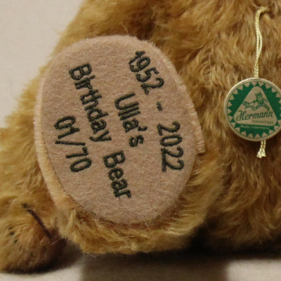 1952 - 2022 Ullas Birthday Bear 30 cm Teddy Bear by Hermann-Coburg