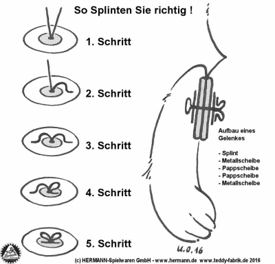 Splint und Scheiben Set Casimir Teddygre ca. 42 cm