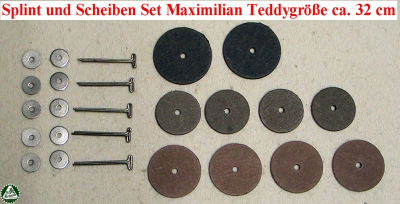 Splint und Scheiben Set Maximilian Teddygröße ca. 32 cm