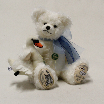 Schwanenbr Schloss Neuschwanstein mit Schwan 35 cm Teddybr von Hermann-Coburg