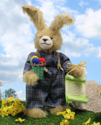 Lümmel – a rabbit boy with poetry 32 cm Teddy Bear by Hermann-Coburg