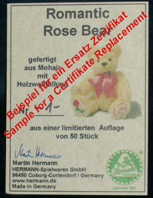 Neues Original-Zertifikat fr limitierte HERMANN-Coburg Bren ab 1993