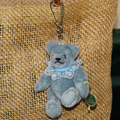 Teddy-Pendant Sky-blue Miniature- Mohair-Teddy Piccolo 11 cm Teddy Bear by Hermann-Coburg