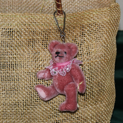 Teddy-Pendant antique pink Miniature- Mohair-Teddy Piccolo 11 cm Teddy Bear by Hermann-Coburg
