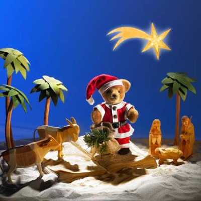 Miniatur Steh-Br Santa Teddy Bear by Hermann-Coburg