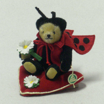 Lucky Ladybird sitting on a Heart 15 cm Teddy Bear by Hermann-Coburg