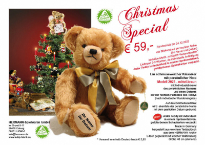 Christmas Special 2023 Modell 2023 40 cm Teddybr von Hermann-Coburg