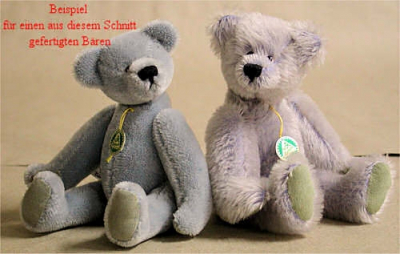 Teddybären Schnitt Friedolin Bär mit angeschnittener Schnauze und eingenähten Ohren