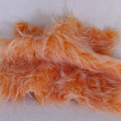 Vintage langfloriger Haarplsch hell-orange 40 x 40 cm