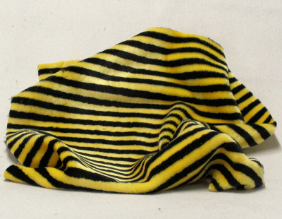 Vintage Teddy-Plüsch gelb-schwarz gestreift 70 x 70 cm