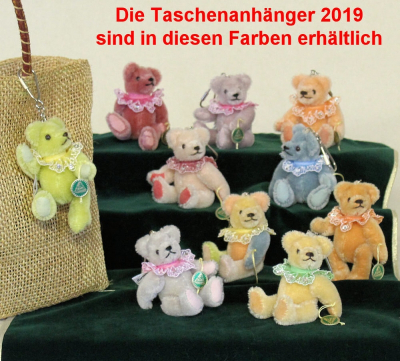 Teddy-Pendant antique pink Miniature- Mohair-Teddy Piccolo 11 cm Teddy Bear by Hermann-Coburg