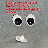 Kunststoff Bastelaugen, schwarz/weiß mit Öse oval (18 x 22mm) Kunststoff Bastelaugen, schwarz/weiß mit Öse oval (18 x 22mm)