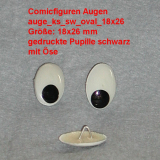 Comicfiguren Kunststoff Bastelaugen mit Öse oval (18x26mm) Comicfiguren Kunststoff Bastelaugen mit Öse oval (18x26mm)