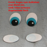 Comicfiguren Kunststoff Bastelaugen (weiß/blau/schwarz) oval 40x30 mm Comicfiguren Kunststoff Bastelaugen (weiß/blau/schwarz) oval 40x30 mm
