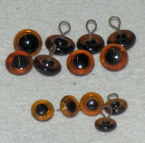 Vintage Glasaugen an Öse, braun Vintage Glasaugen an Öse, braun