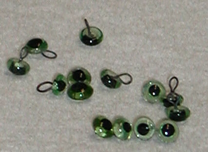 Vintage Glas eyes, green 6mm