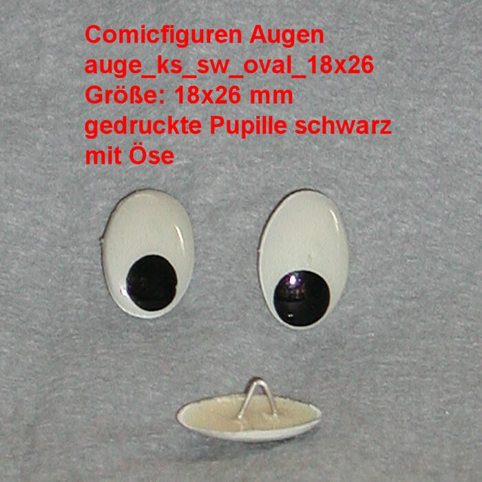 Comicfiguren Kunststoff Bastelaugen mit se oval (18x26mm)