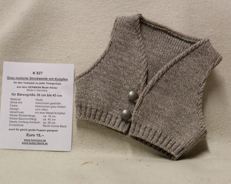 Grau melierte Strickweste mit Kn�pfen von Hermann-Coburg