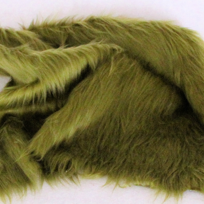 Vintage langfloriger Haarplsch oliv-grn 40 x 40 cm