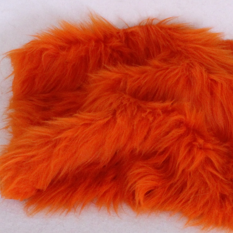 Vintage langfloriger Haarplsch orange 40 x 40 cm