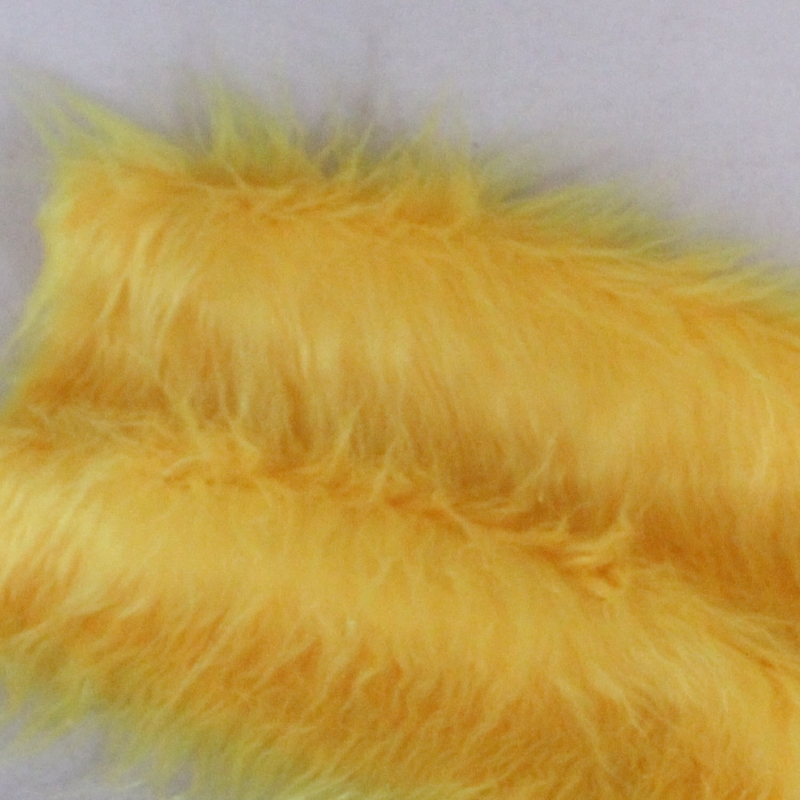 Vintage langfloriger Haarplsch gelb 40 x 40 cm