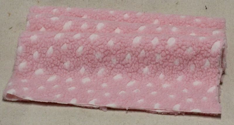 Vintage Teddy-Plsch rosa mit weien Punkten 70 x 70 cm