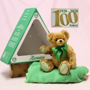 Der Bär im grünen Dreieck (Mohairfarbe messing-braun) 34 cm Teddy Bear