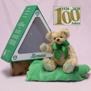 Der Bär im grünen Dreieck (Mohairfarbe blond) 34 cm Teddy Bear