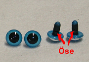 Kunststoff Bastelaugen, rund, Farbe dunkel-blau, mit Öse, 15 mm