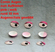 Comicfiguren Kunststoff Bastelaugen (pink/wei) rund 16 mm