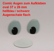 Comicfiguren Kunststoff Bastelaugen (hellblau/schwarz) oval 37x 26 mm