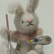 Ein kleiner Hasen-Maler 19 cm Teddybr von Hermann-Coburg