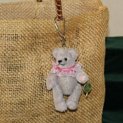 Teddy-Pendant light grey Miniature- Mohair-Teddy Piccolo 11 cm Teddy Bear by Hermann-Coburg