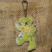 Teddy-Pendant lime green Miniature- Mohair-Teddy Piccolo 11 cm Teddy Bear by Hermann-Coburg