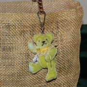 Teddy-Pendant lime green Miniature- Mohair-Teddy Piccolo 11 cm Teddy Bear by Hermann-Coburg