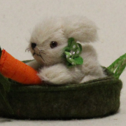 Miniature Bunny Hopsi in the basket 10 cm Teddy Bear by Hermann-Coburg
