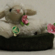 Lying Miniature Easter Lamb Molli in the basket 13 cm Teddy Bear by Hermann-Coburg
